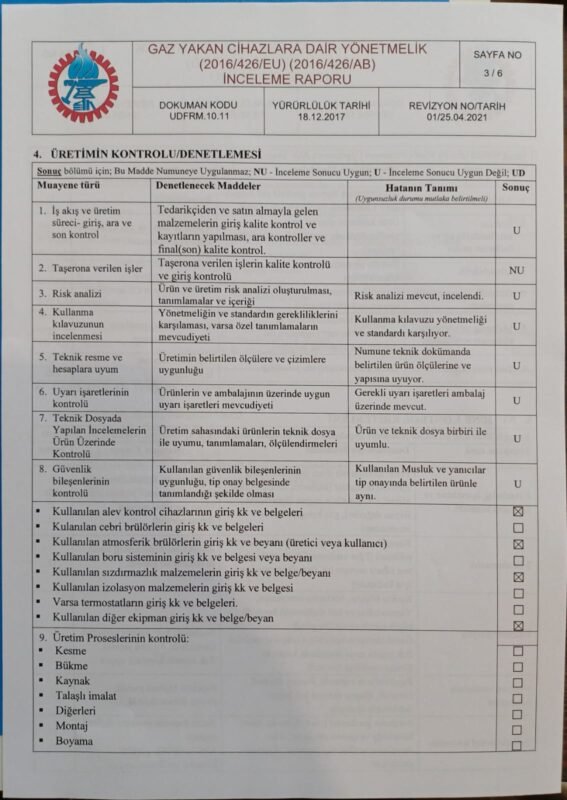 Gaz Yakan Cihazlara Dair İnceleme Raporu 3
