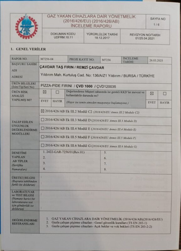 Gaz Yakan Cihazlara Dair İnceleme Raporu