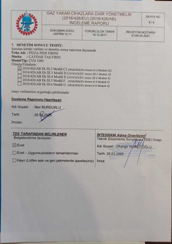 Gaz Yakan Cihazlara Dair İnceleme Raporu 6